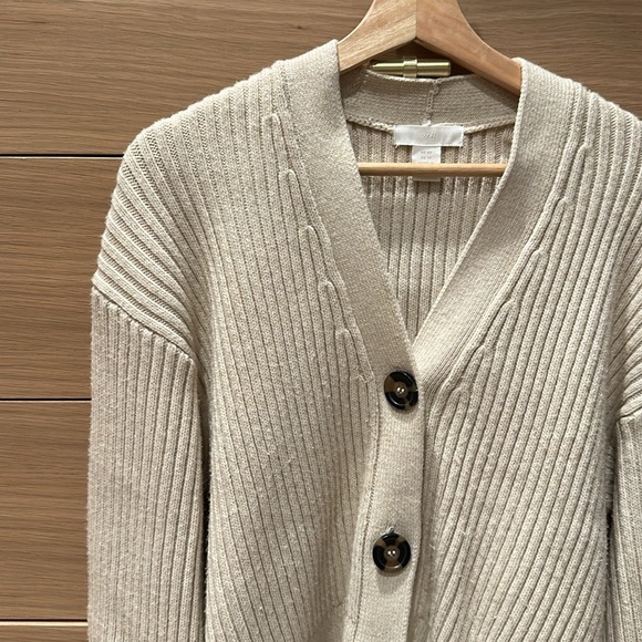 Cream Ribbed Button-Up Cardigan - Picture 3 of 7